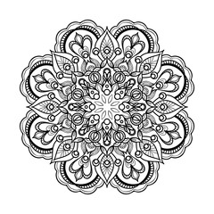 ABSTRACT BLACK AND WHITE MANDALA ART OUTLINE STYLE