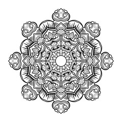 ABSTRACT BLACK AND WHITE MANDALA ART OUTLINE STYLE