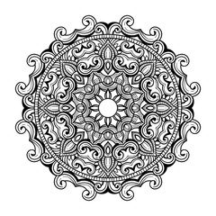 ABSTRACT BLACK AND WHITE MANDALA ART OUTLINE STYLE