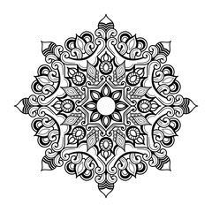 ABSTRACT BLACK AND WHITE MANDALA ART OUTLINE STYLE