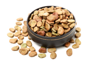 Fava beans,Vicia faba on white background
