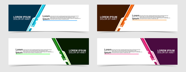 Set of abstract vector banners design. Collection of web banner template. modern template design for web, ads, flyer, poster with 4 different colors on grey background