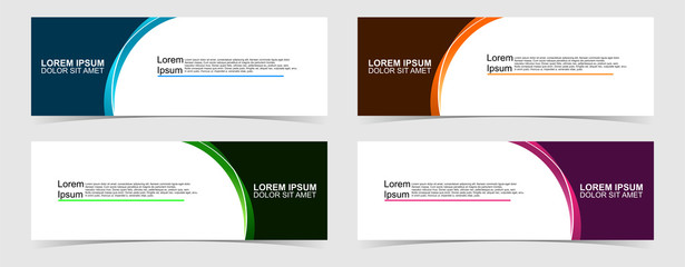 Set of abstract vector banners design. Collection of web banner template. modern template design for web, ads, flyer, poster with 4 different colors on grey background