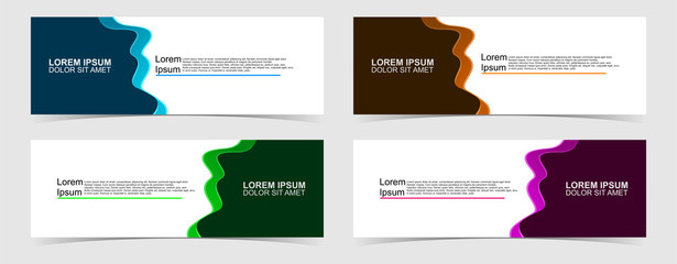 Set of abstract vector banners design. Collection of web banner template. modern template design for web, ads, flyer, poster with 4 different colors on grey background