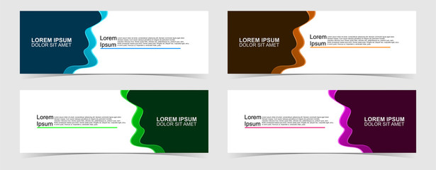 Set of abstract vector banners design. Collection of web banner template. modern template design for web, ads, flyer, poster with 4 different colors on grey background