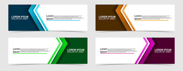 Set of abstract vector banners design. Collection of web banner template. modern template design for web, ads, flyer, poster with 4 different colors on grey background