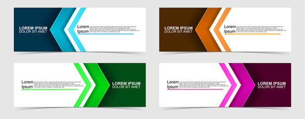 Set of abstract vector banners design. Collection of web banner template. modern template design for web, ads, flyer, poster with 4 different colors on grey background