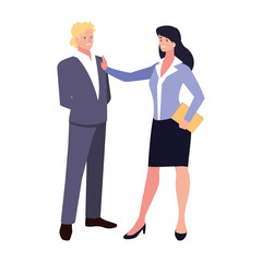 business couple standing on white background