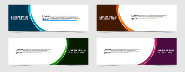 Set of abstract vector banners design. Collection of web banner template. modern template design for web, ads, flyer, poster with 4 different colors on grey background