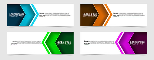 Set of abstract vector banners design. Collection of web banner template. modern template design for web, ads, flyer, poster with 4 different colors on grey background