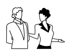 Obraz premium business couple faceless on white background