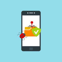 Smartphone security alert icon. Flat illustration of smartphone security alert vector icon for web design