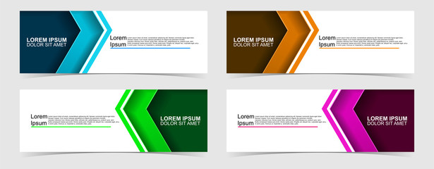 Set of abstract vector banners design. Collection of web banner template. modern template design for web, ads, flyer, poster with 4 different colors on grey background