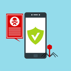 Smartphone security alert icon. Flat illustration of smartphone security alert vector icon for web design