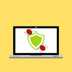 Data phishing, hacking online scam on computer laptop concept. . Illustration of internet virus malware for web banners, web sites, printed materials, etc.
