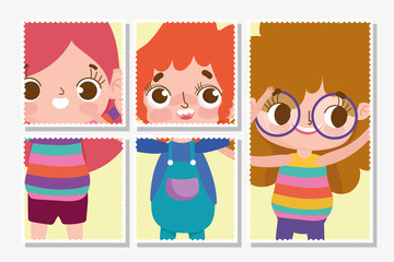 cartoon character animation cute little kids smiling banners