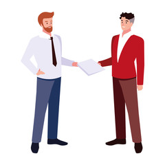 businessmen standing with various views, poses and gestures