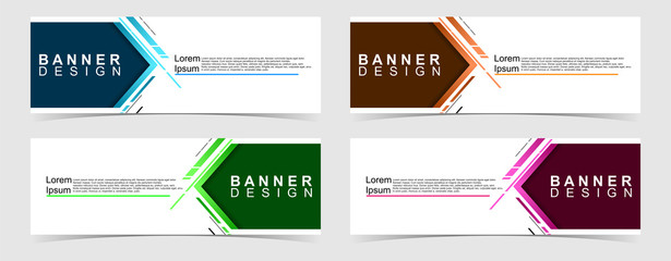 Set of abstract vector banners design. Collection of web banner template. modern template design for web, ads, flyer, poster with 4 different colors on grey background