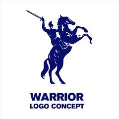 Warrior Riding A Horse Insurance Vector Logo Concept