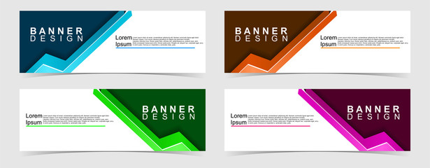Set of abstract vector banners design. Collection of web banner template. modern template design for web, ads, flyer, poster with 4 different colors on grey background