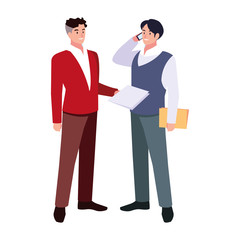 businessmen standing with various views, poses and gestures