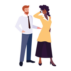 business couple standing on white background