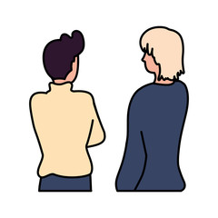 men of back position on white background