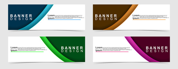 Set of abstract vector banners design. Collection of web banner template. modern template design for web, ads, flyer, poster with 4 different colors on grey background