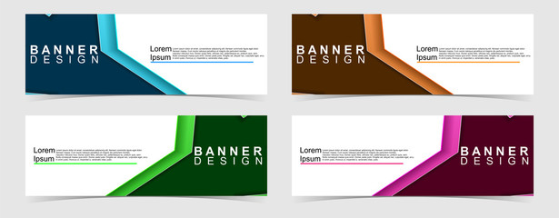 Set of abstract vector banners design. Collection of web banner template. modern template design for web, ads, flyer, poster with 4 different colors on grey background