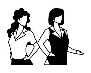 cute businesswomen with various views, poses and gestures