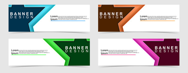 Set of abstract vector banners design. Collection of web banner template. modern template design for web, ads, flyer, poster with 4 different colors on grey background