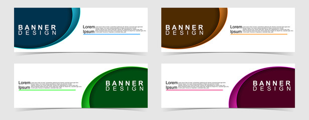 Set of abstract vector banners design. Collection of web banner template. modern template design for web, ads, flyer, poster with 4 different colors on grey background