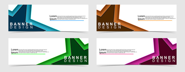 Set of abstract vector banners design. Collection of web banner template. modern template design for web, ads, flyer, poster with 4 different colors on grey background