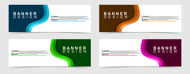Fototapeta premium Set of abstract vector banners design. Collection of web banner template. modern template design for web, ads, flyer, poster with 4 different colors on grey background