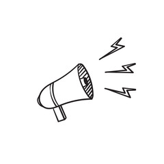 Loud Speaker Icon, Megaphone Icon Vector Illustration In hand drawn doodle Style Eps10