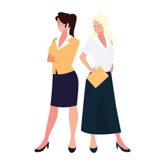 Fototapeta premium cute businesswomen with various views, poses and gestures