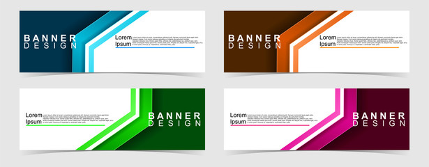 Set of abstract vector banners design. Collection of web banner template. modern template design for web, ads, flyer, poster with 4 different colors on grey background