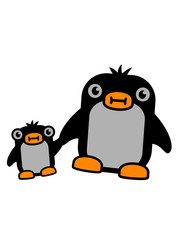 Pinguin mit Baby liebe tier zoo kalt clipart comic cartoon