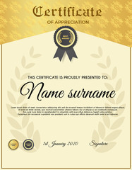 Certificate template with luxury and modern pattern suitable for diploma, conference, and honour. Vector illustration image