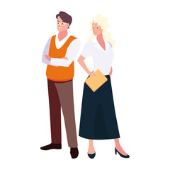Fototapeta premium business couple standing on white background
