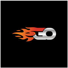Initial Letter GO Logo Design with Fire Element