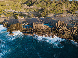 Rock pillar formation at Bombo Quarry, NSW, Australia.