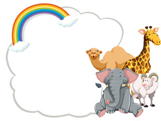 Banner design with wild animals and rainbow