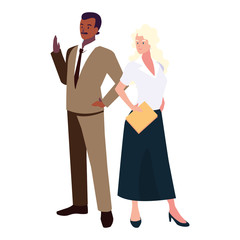 business couple standing on white background