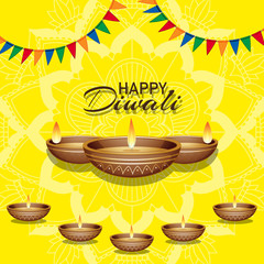 Background with mandala pantern for happy diwali festival