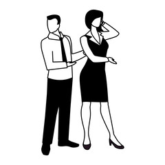 business couple standing on white background