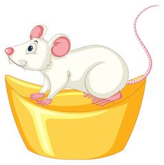 White rat on chinese gold bar