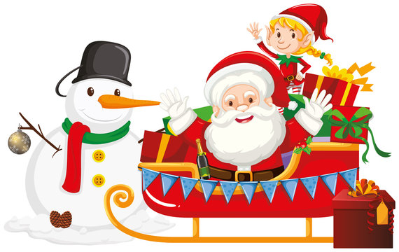 Santa and snowman on sleigh