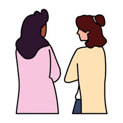 women of back position on white background