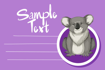 Card template with cute koala